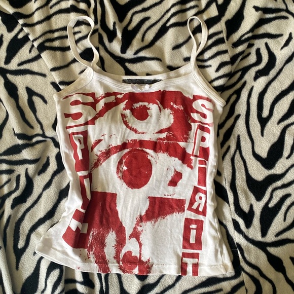 spun spirit Tops - Spun spirit, red, and white tank